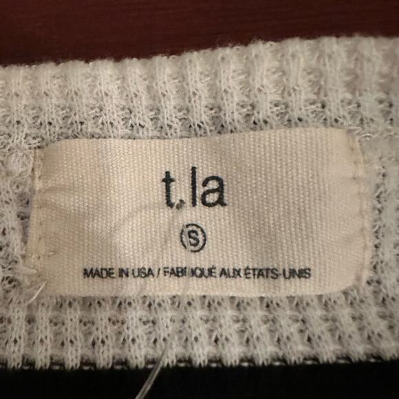 Anthropologie Vicky Thermal Waffle V Neck Tunic T.LA NWT Small Striped White Top - Picture 9 of 16